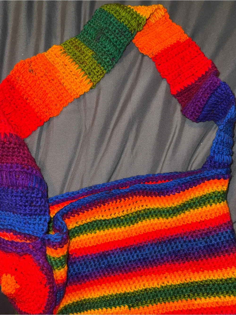 Handmade Rainbow Crochet Shoulder Bag - Bright Multicolor (Handmade by me)
